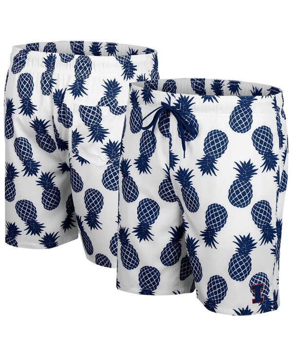 コロシアム メンズ 水着 ハーフパンツ・ショーツ ショートパンツ Colosseum Men's White Illinois Fighting Illini Pineapples Swim Shorts White ホワイト