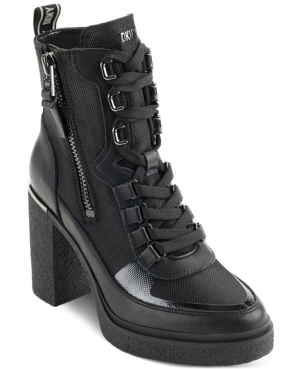 ダナ キャラン ニューヨーク レディース シューズ ブーツ・レインブーツ レース DKNY Toia Lace-Up Zip Booties Black ブラック|ReVida 店