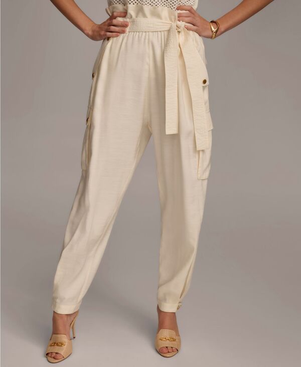 ダナ キャラン ニューヨーク レディース ボトムス カジュアルパンツ カーゴパンツ パンツ Donna Karan New York Donna Karan Women's Belted Cargo Pants Cream クリーム