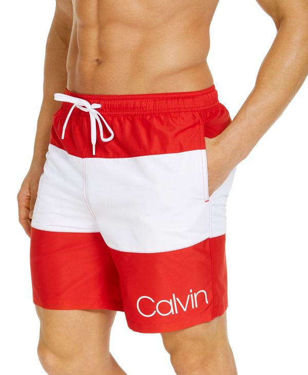 季節のおすすめ商品 カルバンクライン メンズ ハーフパンツ ショーツ 水着 Men S Colorblocked 7 Swim Trunks High Risk Red 愛用 Mahottaripost Com Np