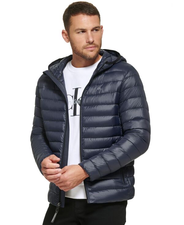 カルバンクライン メンズ アウター ジャケット・ブルゾン キルティング ジャケット Calvin Klein Men's Hooded & Quilted Packable Jacket True Navy ネイビー