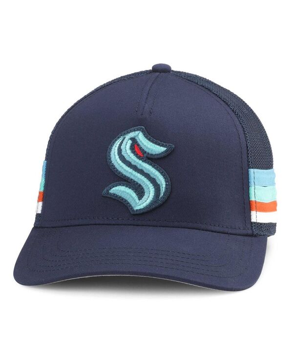 アメリカンニードル メンズ アクセサリー 帽子 American Needle Men's Deep Sea Blue Seattle Kraken HotFoot Stripes Trucker Adjustable Hat Deep Sea Blue ブルー|ReVida 店