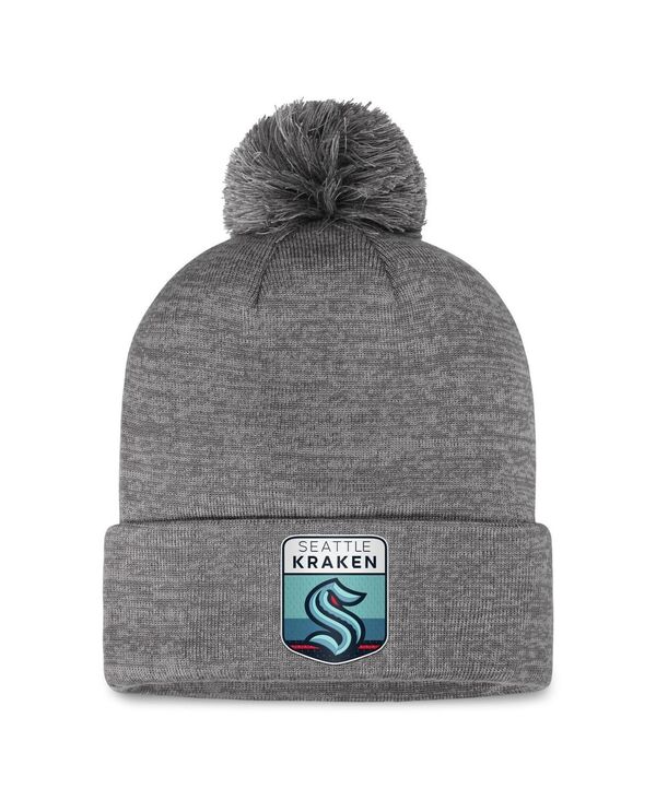 ファナティクス メンズ アクセサリー 帽子 ニット Fanatics Men's Gray Seattle Kraken Authentic Pro Home Ice Cuffed Knit Hat with Pom Gray グレー