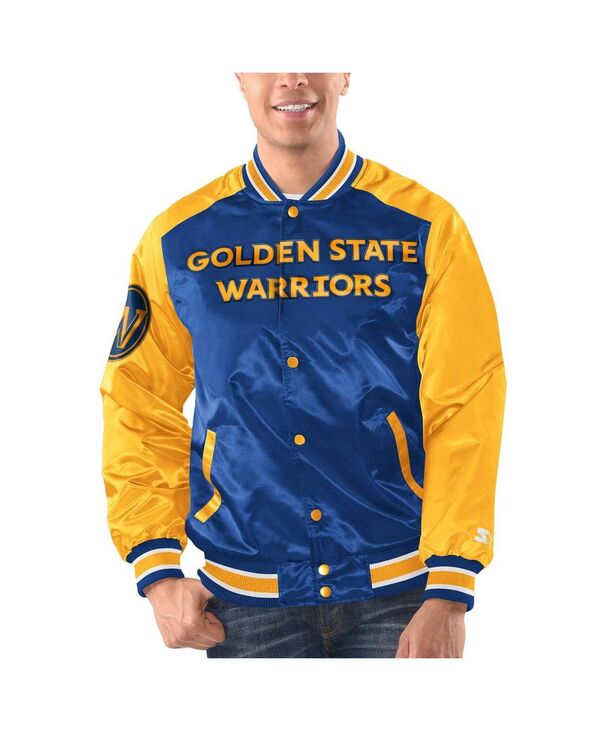 スターター メンズ アウター ジャケット・ブルゾン サテン ジャケット Starter Men Royal Gold Golden State Warriors Renegade Satin Full-Snap Varsity Jacket Royal Gold ゴールド