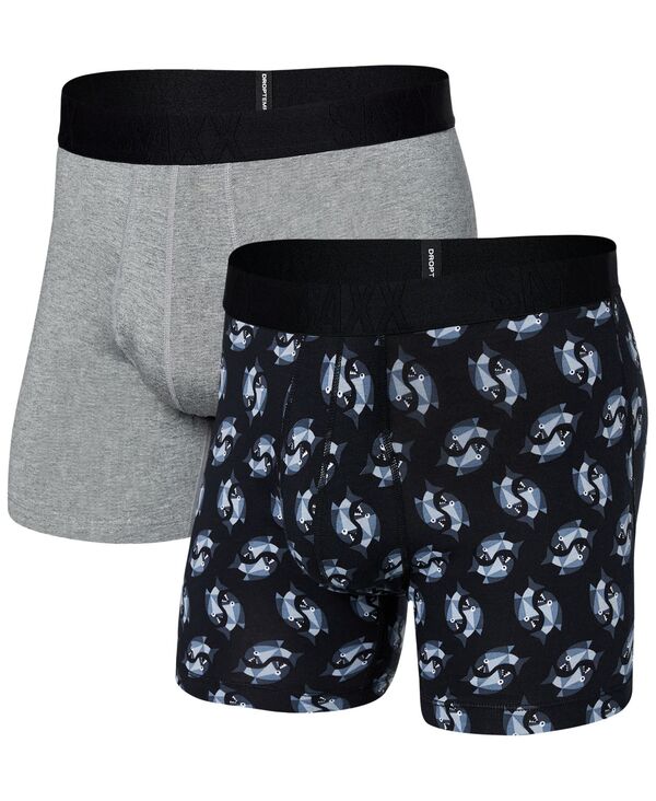サックス メンズ アンダーウェア ボクサーパンツ スリムフィット コットン SAXX Men's DropTemp Cooling Cotton Slim Fit Boxer Briefs 2PK ANGLER WRANGLER/DARK GREY HEATHER グレー｜ReVida 店
