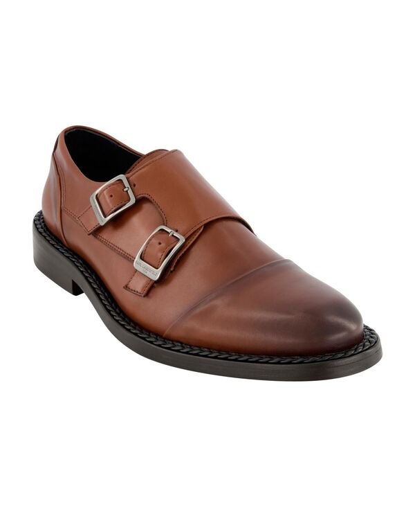 カール ラガーフェルド メンズ シューズ ドレスシューズ モンク ワンピース キャップ レザー KARL LAGERFELD PARIS Men's White Label Leather Double Monk Cap Toe Dress Shoes Brown ブラウン