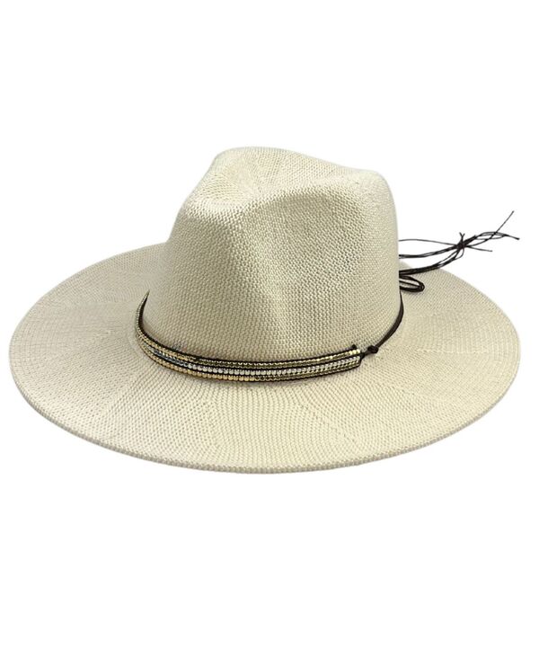 マーカスアドレール レディース アクセサリー 帽子 Marcus Adler Women's Packable Panama Hat with Beaded Trim Ivory アイボリー