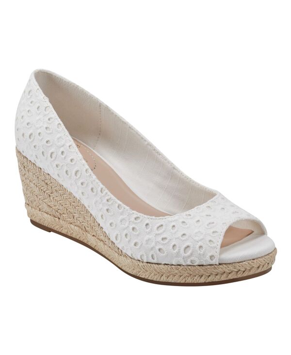 バンドリーノ レディース シューズ サンダル Bandolino Women's Nuri Peep Toe Espadrille Wedge Sandals White ホワイト｜ReVida 店