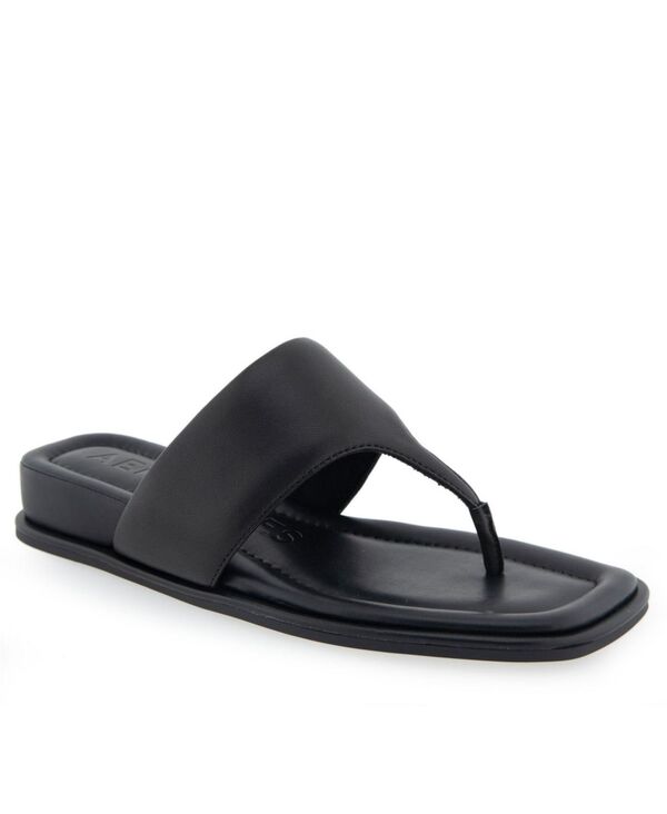 エアロソールズ レディース シューズ サンダル Aerosoles Women's Barry Wedge Sandals Black Leather ブラック