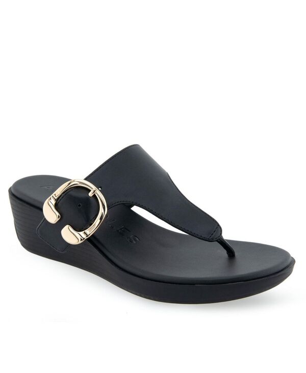 エアロソールズ レディース シューズ サンダル Aerosoles Women's Izola Wedge Sandals Black Polyurethane ブラック|ReVida 店
