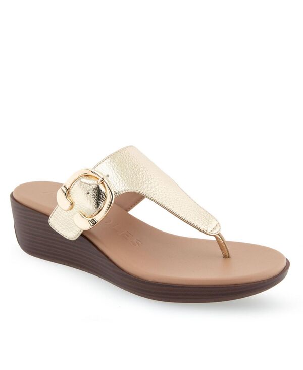 エアロソールズ レディース シューズ サンダル Aerosoles Women\u0027s Izola Wedge Sandals Eggnog Polyurethane Leather