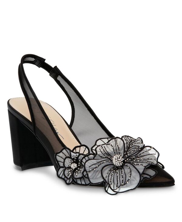 ベッツィジョンソン レディース シューズ パンプス Betsey Johnson Women's Petra Flower Applique Slingback Evening Pumps Black ブラック