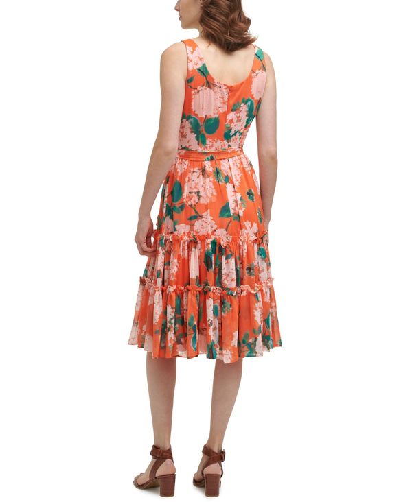 人気満点 カルバンクライン レディース ワンピース トップス Floral Print Tiered A Line Dress Ember Multi 日本製 Haringeylawcentre Org Uk