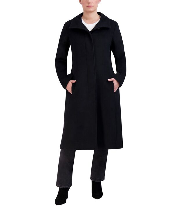 コールハーン レディース アウター ジャケット・ブルゾン ウール コート Cole Haan Womens Stand-Collar Single-Breasted Wool Blend Coat Black ブラック