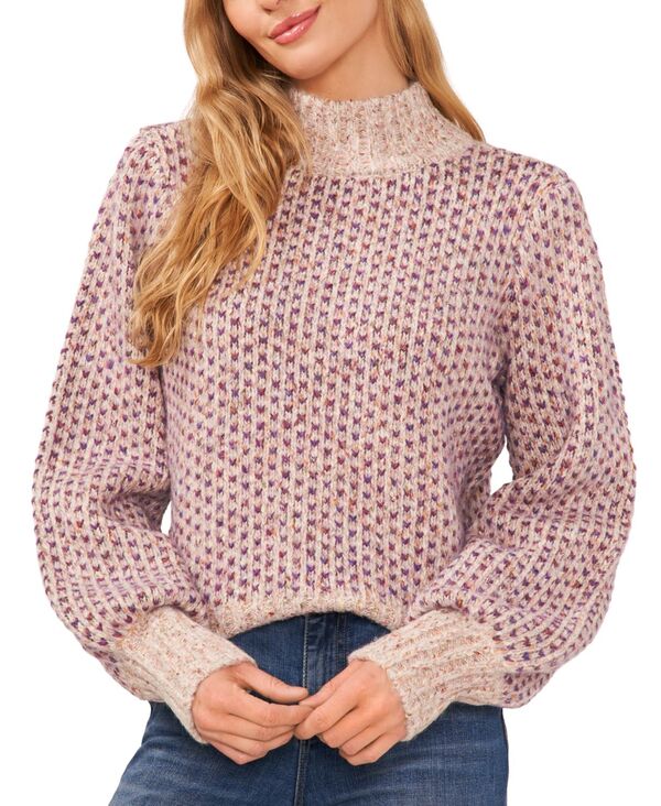 セセ レディース アウター ニット・セーター モックネック セーター ニット CeCe Women's Marled Blouson Sleeve Jacquard Knit Mock Neck Sweater Cereal 17,626円