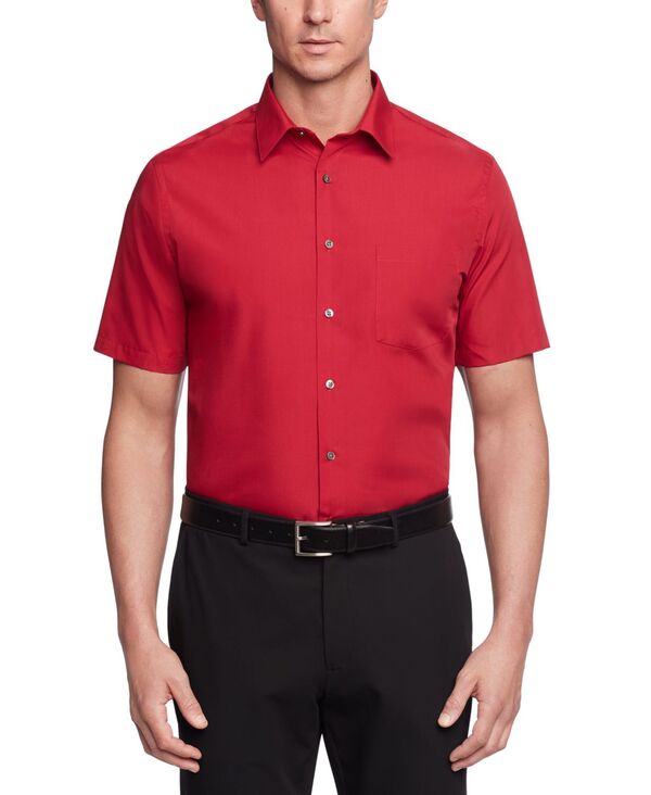 ヴァンハウセン メンズ トップス シャツ 半袖 Van Heusen Poplin Solid Short-Sleeve Dress Shirt Flame