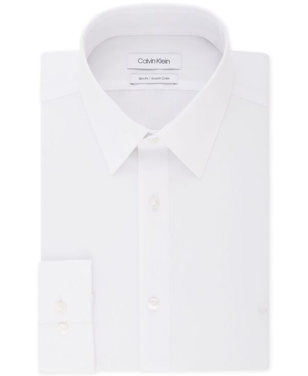 カルバンクライン メンズ トップス シャツ Calvin Klein Men's Slim-Fit Stretch Dress Shirt White ホワイト