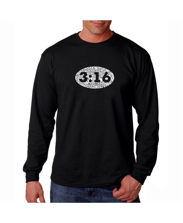 エルエーポップアート メンズ トップス Tシャツ LA Pop Art Men's Word Art Long Sleeve T-Shirt- John 3:16 Black ブラック