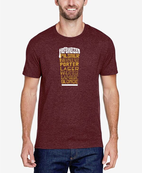 エルエーポップアート メンズ トップス Tシャツ LA Pop Art Men's Premium Blend Word Art Styles of Beer T-shirt Burgundy バーガンディ