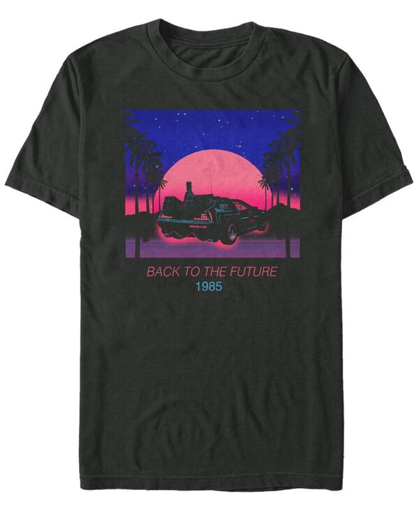 フィフスサン メンズ トップス Tシャツ Fifth Sun Back to the Future Franchise Men's Neon Delorean 1985 Sunset Poster Short Sleeve T-Shirt Black ブラック｜ReVida 店