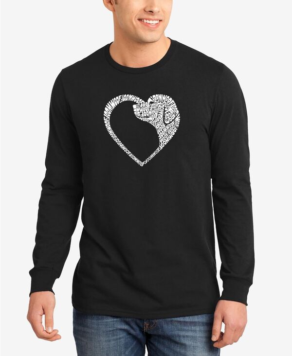 エルエーポップアート メンズ トップス Tシャツ LA Pop Art Men's Dog Heart Word Art Long Sleeve T-shirt Black ブラック