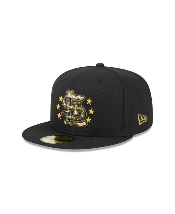 ニューエラ メンズ アクセサリー 帽子 New Era Men's Black St. Louis Cardinals 2024 Armed Forces Day On-Field 59FIFTY Fitted Hat Black ブラック|ReVida 店