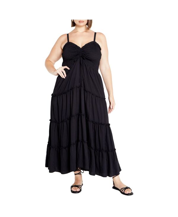 シティーシック レディース トップス ワンピース マキシワンピース プラスサイズ マキシ CITY CHIC Plus Size Alisa Maxi Dress Black ブラック