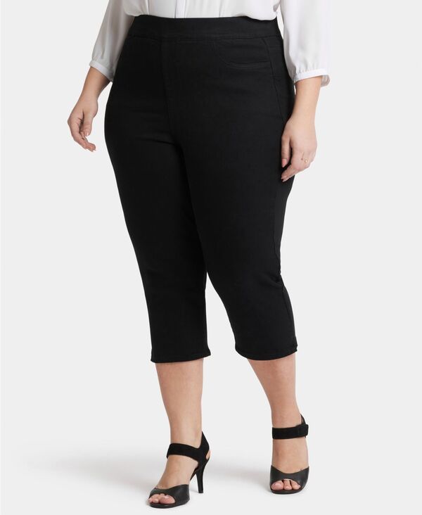 エヌワイディージェイ レディース ボトムス デニムパンツ プラスサイズ ジーンズ NYDJ Plus Size Dakota Crop Pull-On Jeans Overdye Black ブラック｜ReVida 店