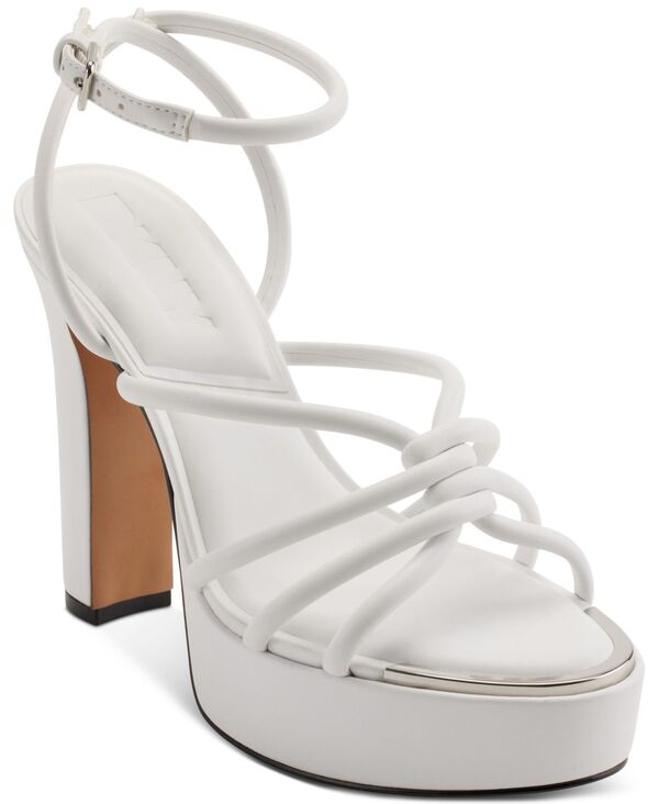 ダナ キャラン ニューヨーク レディース シューズ サンダル プラットフォーム DKNY Women's Delicia Strappy Knotted Platform Sandals Bright White ホワイト