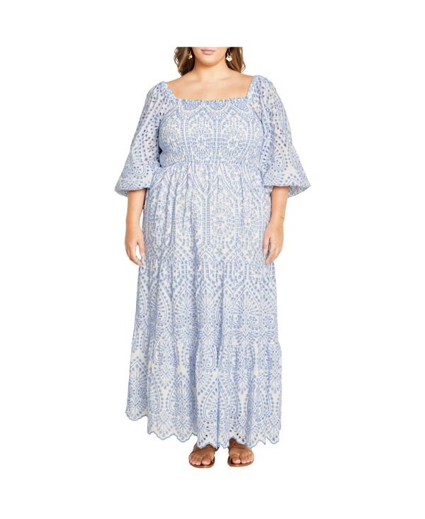 シティーシック レディース トップス ワンピース マキシワンピース マキシ CITY CHIC Women's Brodie 2 Tone Maxi Dress White/blue ホワイト