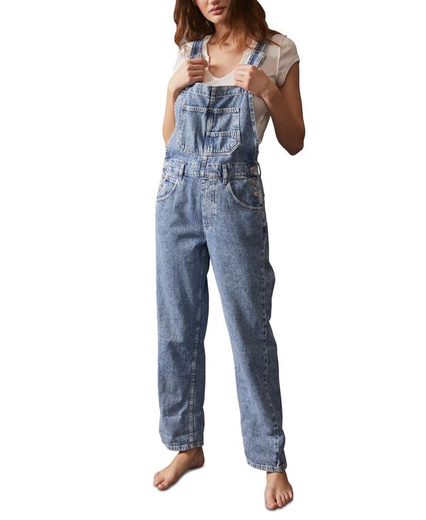 フリーピープル レディース ボトムス デニムパンツ オーバーオール コットン デニム Free People Ziggy Cotton Denim Overalls Powder Blue ブルー