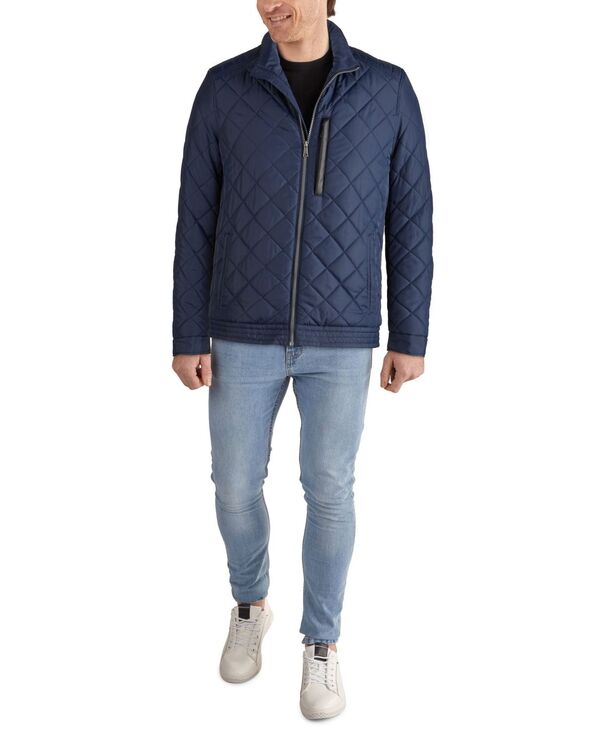 コールハーン メンズ アウター ジャケット・ブルゾン ジャケット Cole Haan Cole Hann Men's Diamond Quilt Jacket with Faux Sherpa Lining Navy ネイビー|ReVida 店