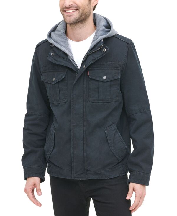リーバイス メンズ アウター ジャケット・ブルゾン ジャケット Levi's Men ’ s Sherpa Lined Two Pocket Hooded Trucker Jacket Navy ネイビー
