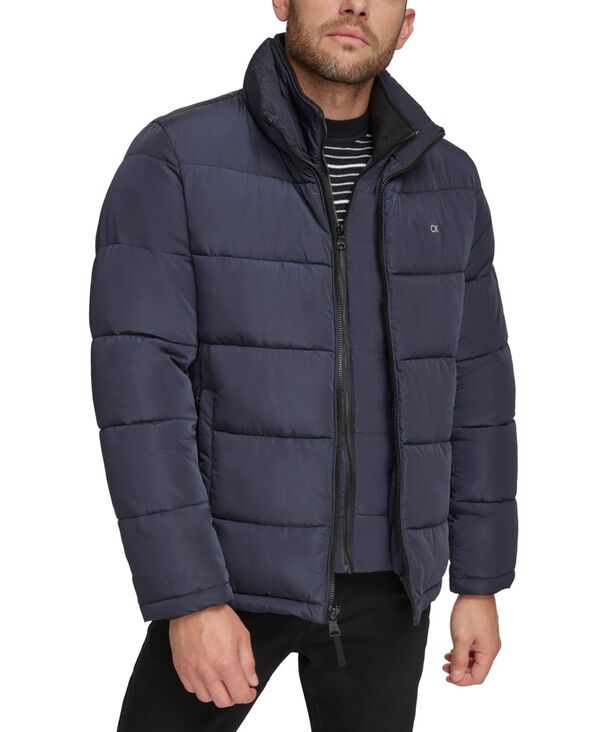 カルバンクライン メンズ アウター ジャケット・ブルゾン Calvin Klein Men's Puffer With Set In Bib Detail True Navy ネイビー｜ReVida 店