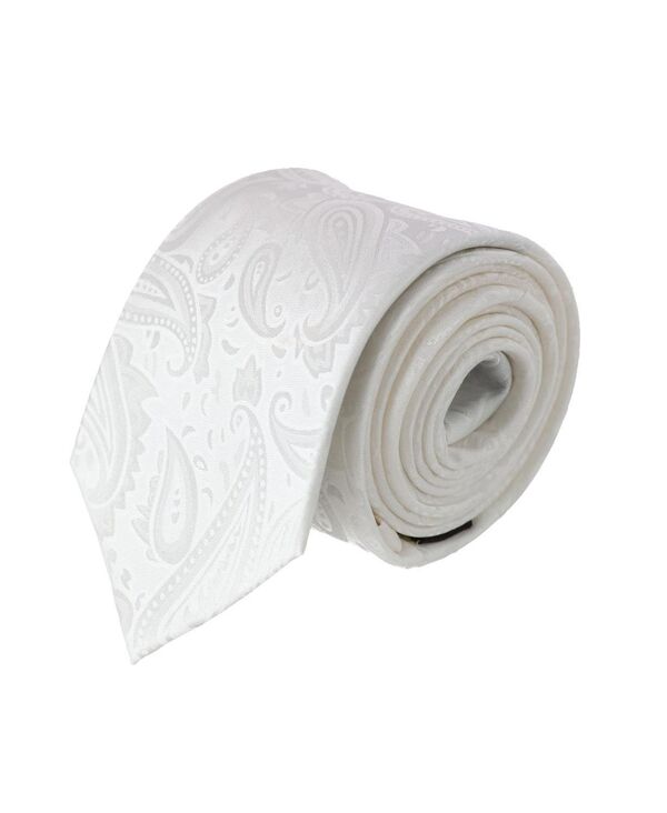 トラファルガー メンズ アクセサリー ネクタイ シルク TRAFALGAR Ban bury Tone on Tone Paisley Silk Necktie White ホワイト
