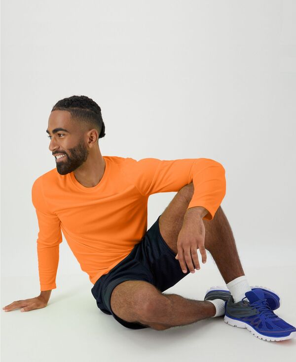 ヘインズ メンズ トップス Tシャツ Hanes Sport Men's Cool DRI Performance Long Sleeve T-Shirt 2-Pack Orange オレンジ