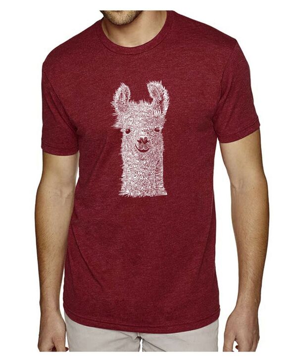 エルエーポップアート メンズ トップス Tシャツ LA Pop Art Mens Premium Blend Word Art T-Shirt - Llama Burgundy バーガンディ