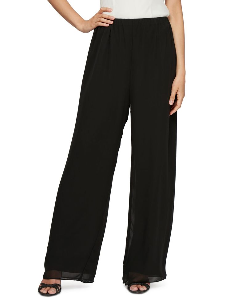 アレックスイブニングス レディース トップス ワンピース シフォン プチ パンツ Alex Evenings Petite Chiffon Palazzo Pants Black ブラック|ReVida 店