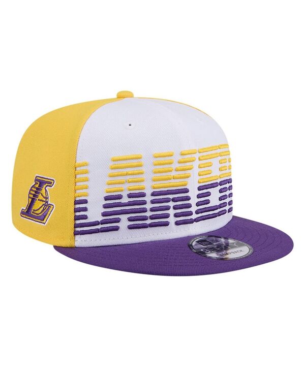 ニューエラ メンズ アクセサリー 帽子 New Era Men's White/Purple Los Angeles Lakers Throwback Gradient Tech Font 9fifty Snapback Hat White Purp ホワイト