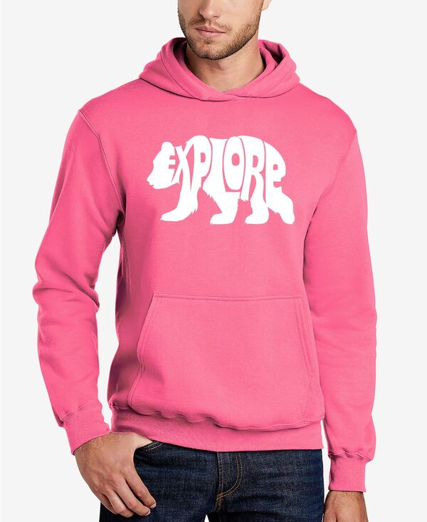 エルエーポップアート メンズ アウター パーカー・スウェット スウェット シャツ LA Pop Art Explore - Men's Word Art Hooded Sweatshirt Pink ピンク｜ReVida 店