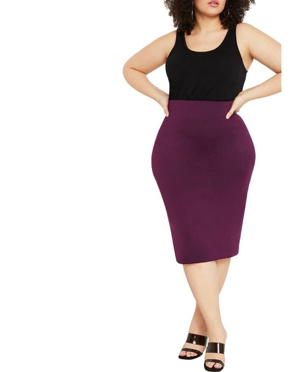 エロクイ レディース ボトムス スカート プラスサイズ ELOQUII Plus Size Neoprene Pencil Skirt Potent purple パープル｜ReVida 店 12,226円