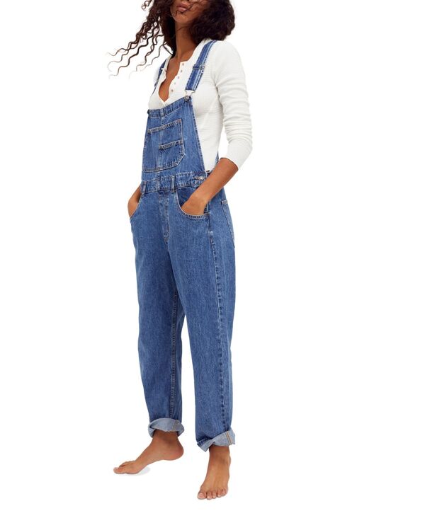 フリーピープル レディース ボトムス デニムパンツ オーバーオール コットン デニム Free People Ziggy Cotton Denim Overalls Sapphire Blue ブルー