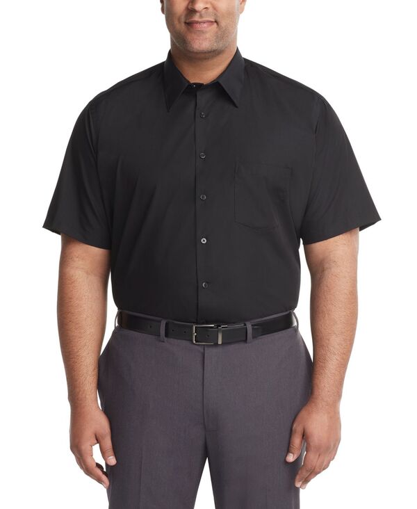 ヴァンハウセン メンズ トップス シャツ トール Van Heusen Men's Big & Tall Poplin Short Sleeve Dress Shirt Black ブラック