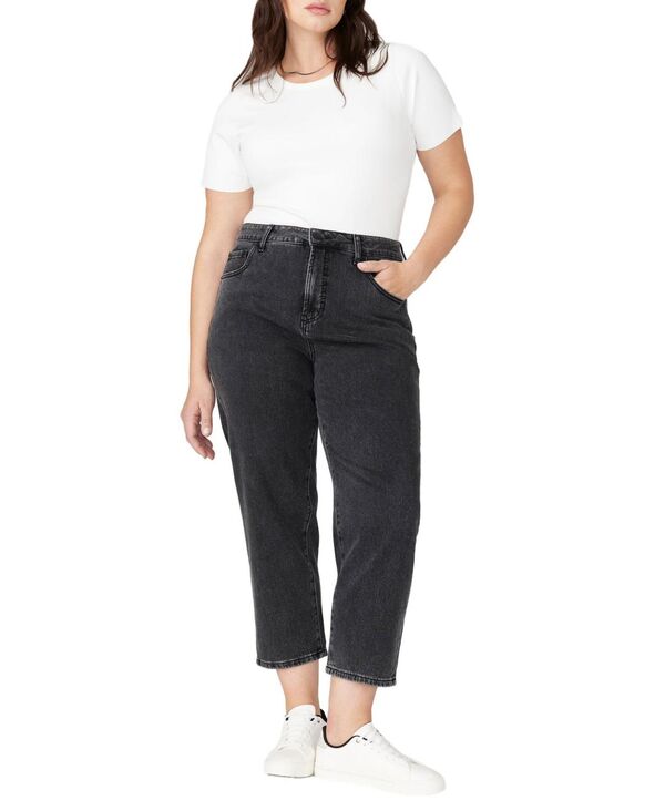 エロクイ レディース ボトムス デニムパンツ プラスサイズ ELOQUII Plus Size The Naomi Comfort Stretch Straight Jean Crop Vintage black ブラック｜ReVida 店