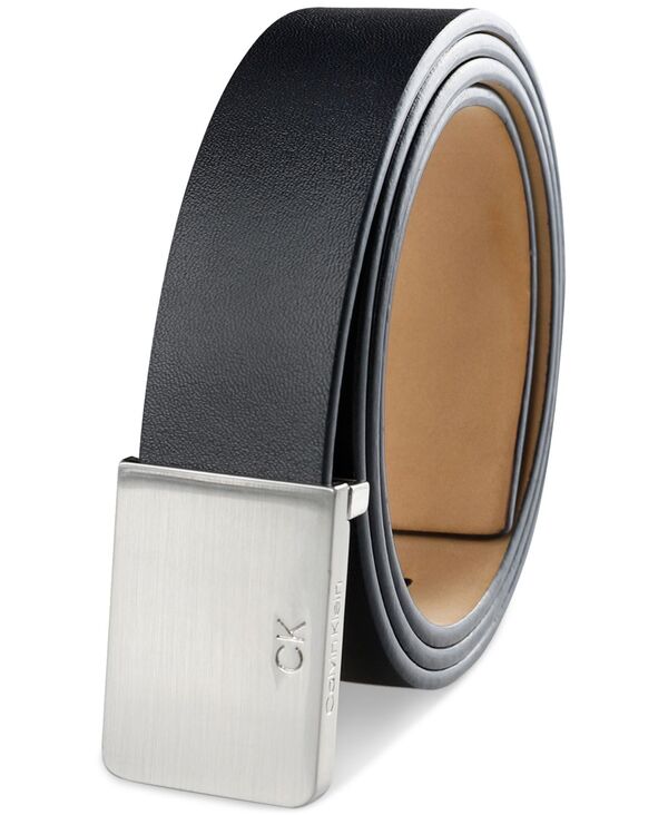 カルバンクライン メンズ アクセサリー ベルト ロゴ Calvin Klein Men's Logo Plaque Belt Black ブラック｜ReVida 店