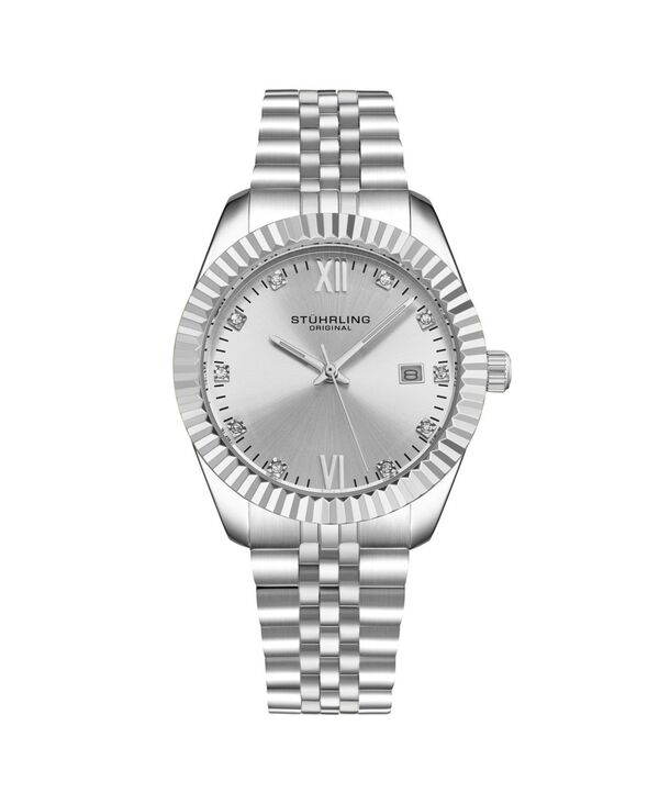 ストゥーリング レディース アクセサリー 腕時計 Tシャツ Stuhrling Women's Symphony Silver-tone Stainless Steel Silver-Tone Dial 45mm Round Watch Silver-tone シルバー