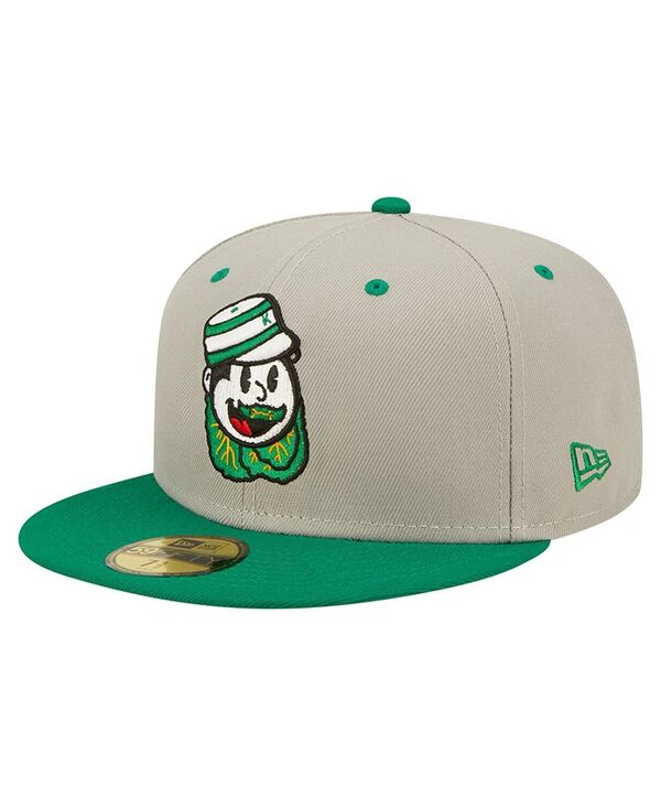 ニューエラ メンズ アクセサリー 帽子 ダウン New Era Men's Gray Green Down East Wood Ducks Kinston Collard Greens Theme Night 59FIFTY Fitted Hat Gray Green グレー