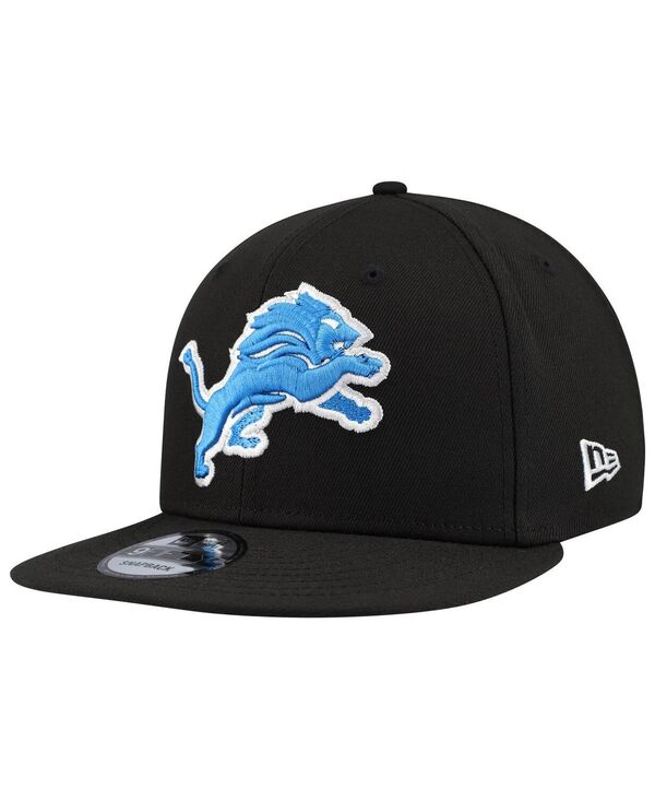 ニューエラ メンズ アクセサリー 帽子 New Era Men's Black Detroit Lions Basic 9FIFTY Snapback Hat Black ブラック