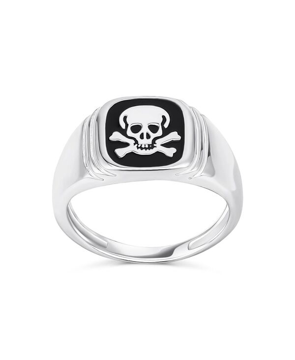 ブリング メンズ アクセサリー リング Bling Jewelry Unisex Elegant Statement Classic Flat Black Onyx Gemstones Signet Skull Crossbones Ring for Women Men .925 Sterling Silver black ブラック｜ReVida 店