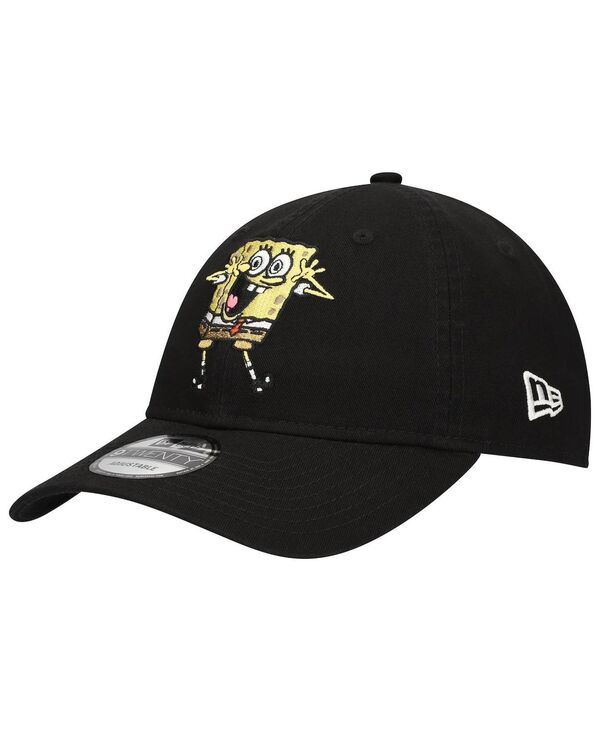 ニューエラ メンズ アクセサリー 帽子 パンツ New Era Men's Black SpongeBob SquarePants 9TWENTY Adjustable Hat Black ブラック｜ReVida 店